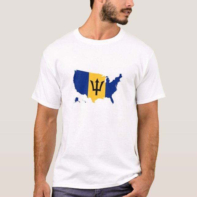 Barbados flag in USA united states T-Shirt (Front)