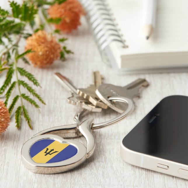 Barbados flag key ring (Side)