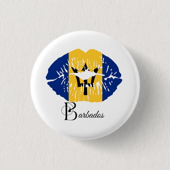 Barbados  Flag  Lips  3 Cm Round Badge (Front)