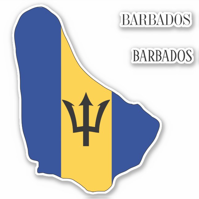 Barbados Flag Map (Front)