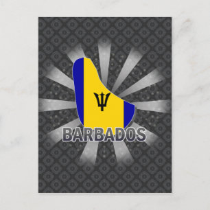 Barbados Flag Map 2.0 Postcard