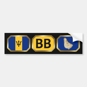 Barbados Flag Map Code Bumper Sticker