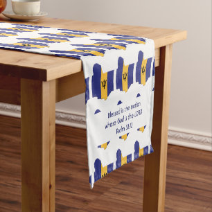 BARBADOS Flag Map Customised Scripture Short Table Runner