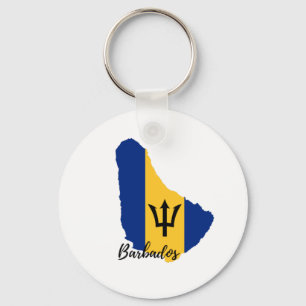 Barbados  Flag Map Key Ring