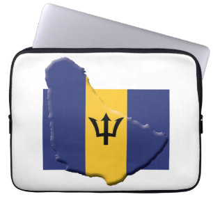 BARBADOS Flag Map Patriotic Computer WHITE Laptop Sleeve