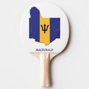 BARBADOS FLAG & MAP Personalised Ping Pong Paddle