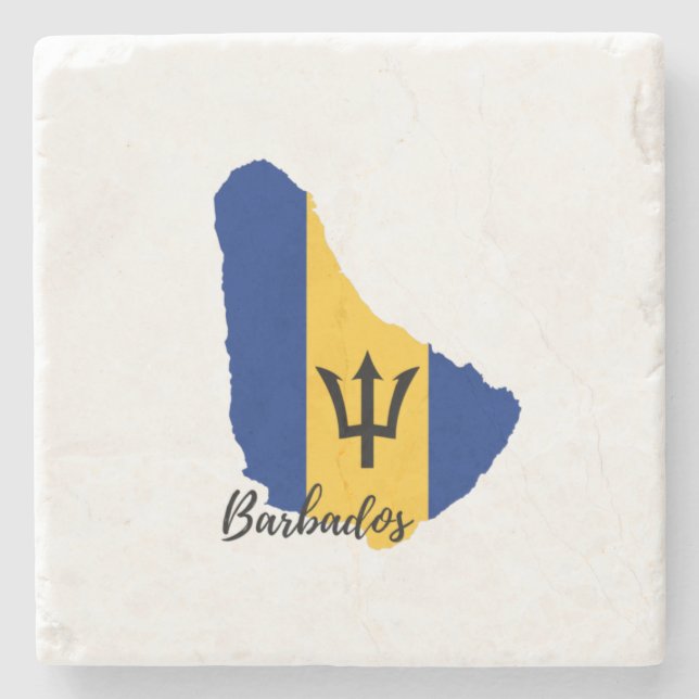 Barbados  Flag  Map  Stone Coaster (Front)