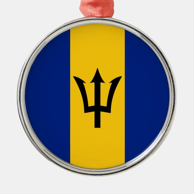 Barbados Flag Metal Tree Decoration (Front)