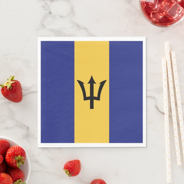 Barbados flag napkin (Insitu)