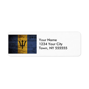 Barbados Flag on Old Wood Grain