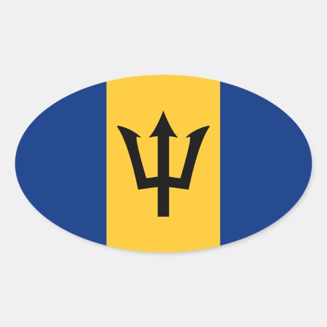 Barbados Flag Oval Sticker (Front)