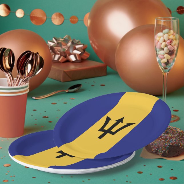 Barbados flag paper plate (Multi)