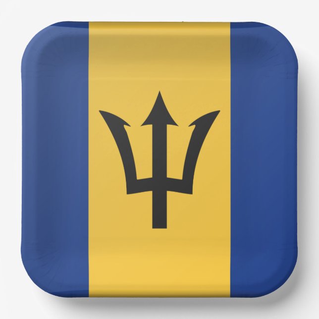 Barbados Flag  Paper Plates (Front)