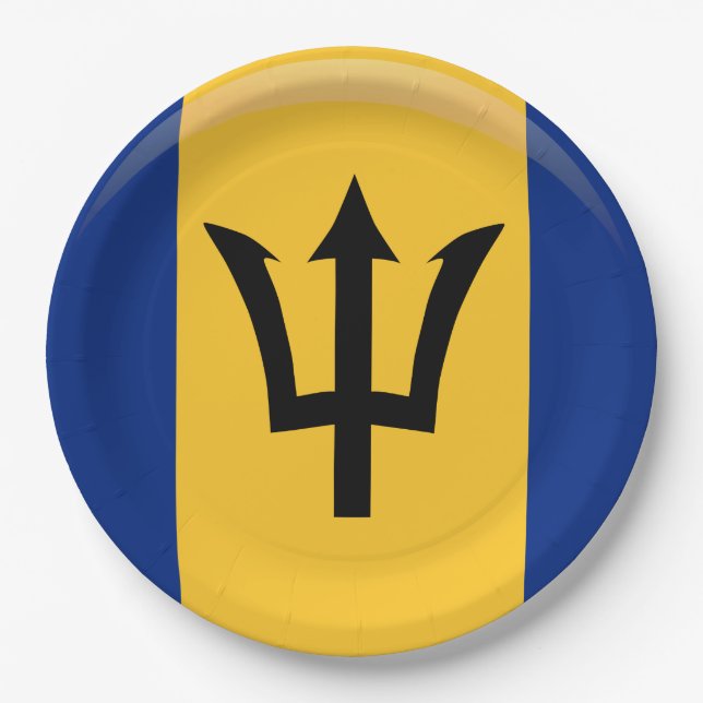 Barbados Flag  Paper Plates (Front)