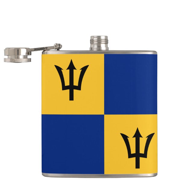Barbados flag pattern Wrapped Flask (Opened)