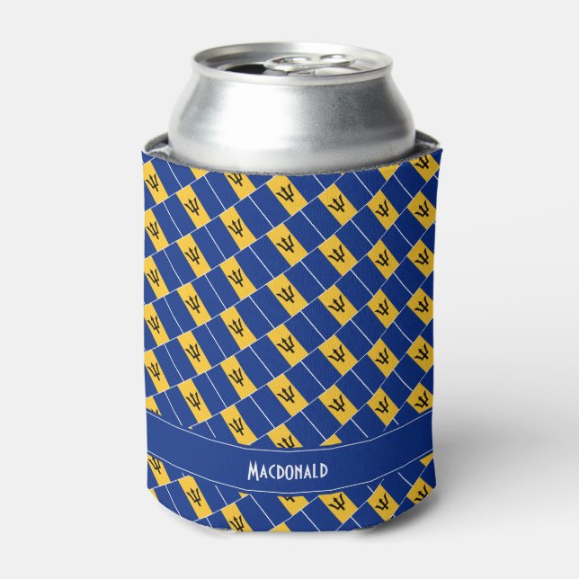 BARBADOS Flag Personalised Can Cooler (Can Front)