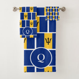 BARBADOS FLAG Personalised Christian Monogram Bath Towel Set