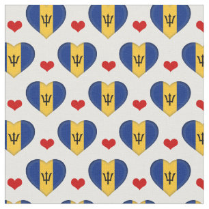 Barbados Flag & Red Heart fashion Fabric /Barbados