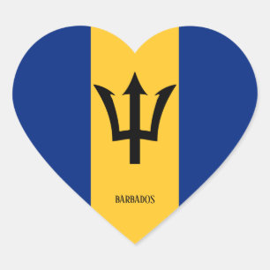 Barbados Flag Splendid Patriotic Heart Sticker
