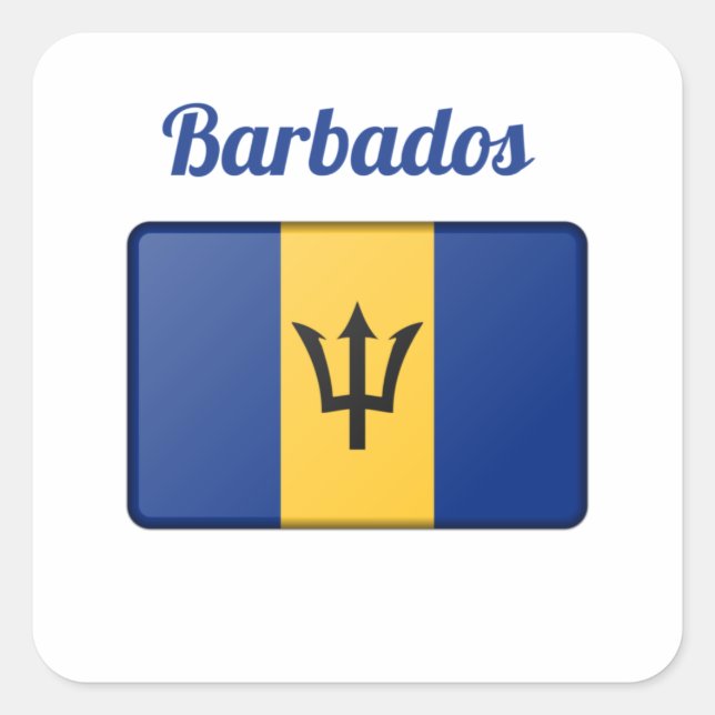 Barbados Flag Square Sticker (Front)