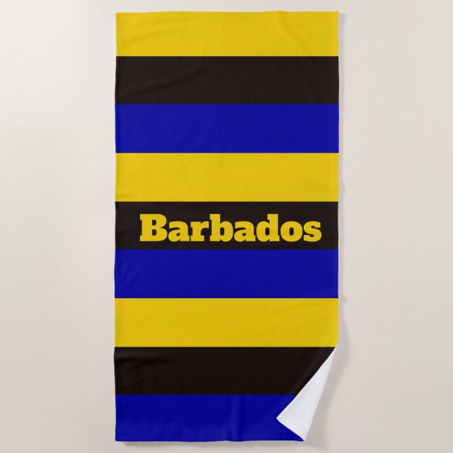 Barbados Flag Stripe Colours  Beach Towel (Front)