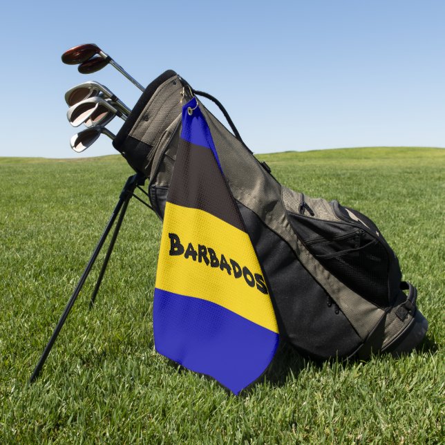 Barbados Flag Stripe Colours  Golf Towel (Green)