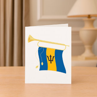 Barbados Flag with Bugle Patriotic Caribbean  Card