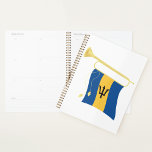 Barbados Flag with Bugle Patriotic Caribbean  Planner<br><div class="desc">Stay organised in style with this unique spiral planner featuring a striking graphic of the Barbados flag gracefully hanging from a bugle. This vibrant design celebrates the rich culture and spirit of Barbados, making it perfect for proud Barbadians, travelers, or anyone who loves this beautiful island nation. The bold colours...</div>