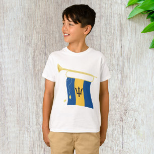 Barbados Flag with Bugle Patriotic Caribbean  T-Shirt