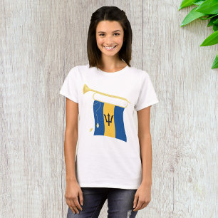 Barbados Flag with Bugle Patriotic Caribbean  T-Shirt