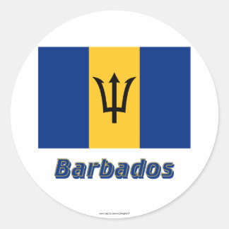 Barbados Flag with Name Classic Round Sticker