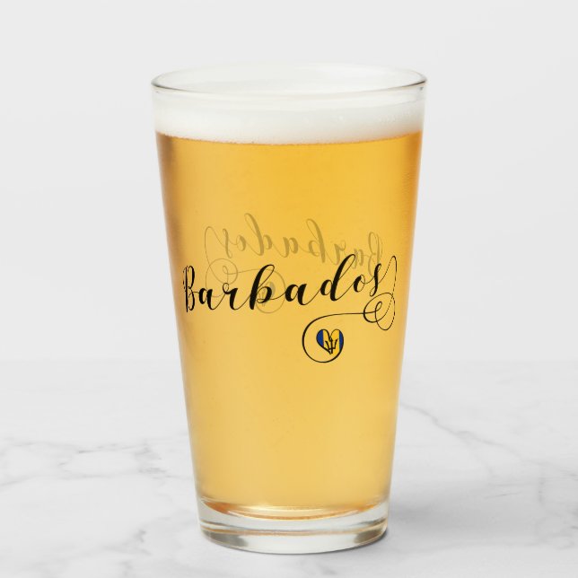 Barbados Heart Flag, Barbadian Glass (Front Filled)