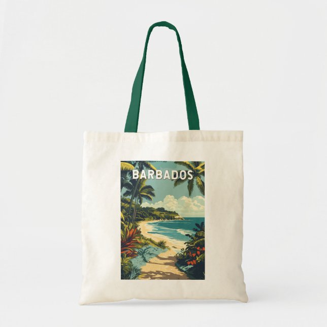 Barbados Illustration Travel Art Vintage Tote Bag (Front)