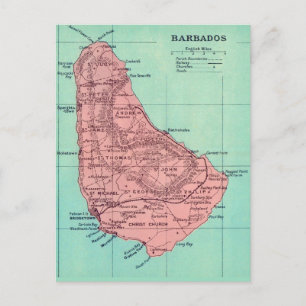 Barbados Island Map Postcard