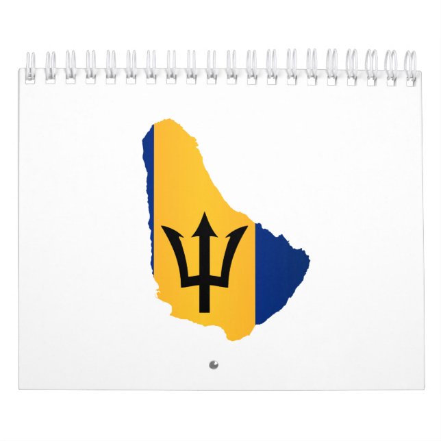 Barbados Islands In Silhouette With Flag Calendar (Cover)