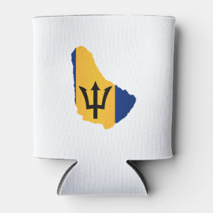 Barbados Islands In Silhouette With Flag Can Cooler