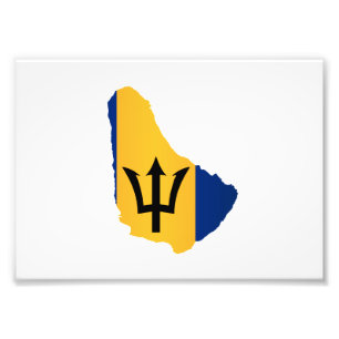 Barbados Islands In Silhouette With Flag Photo Print