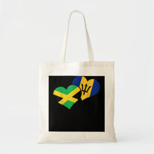 Barbados' Jamaica Hearts Bajan Jamaican Flag Pride Tote Bag