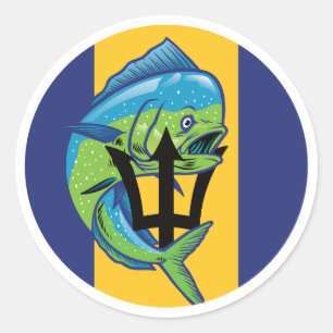 Barbados Mahi-mahi Barbadian National Animal Flag Classic Round Sticker