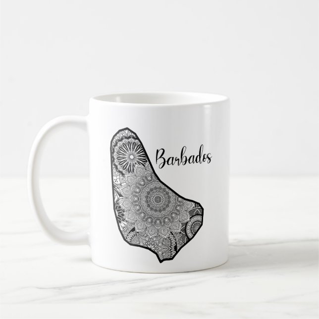 Barbados MandaLa Map Travel Coffee Mug (Left)