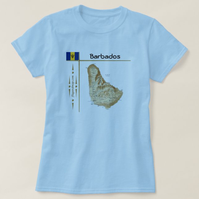 Barbados Map + Flag + Title T-Shirt (Design Front)