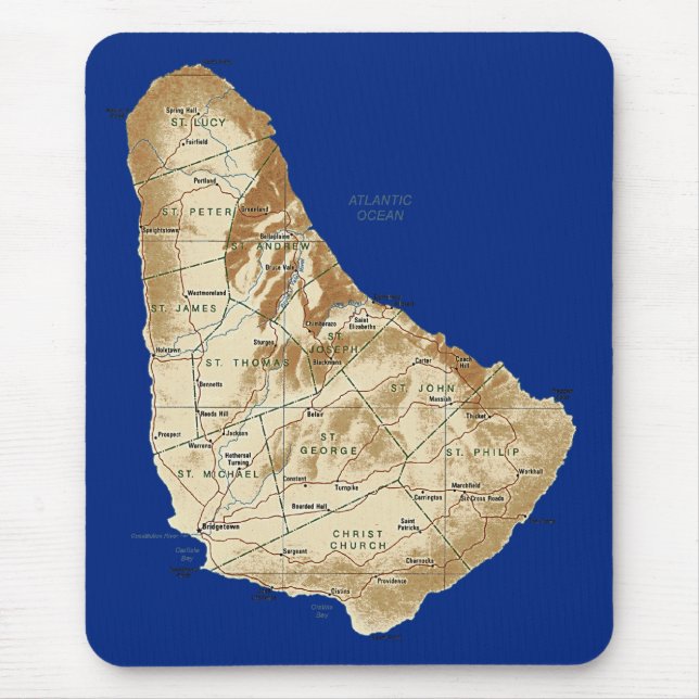 Barbados Map Mousepad (Front)