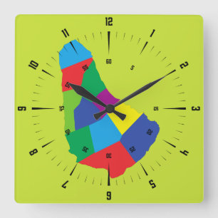 Barbados Map Square Wall Clock
