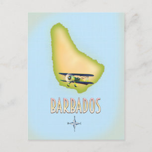 Barbados Map vintage travel poster. Postcard