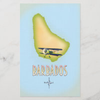 Barbados Map vintage travel poster.
