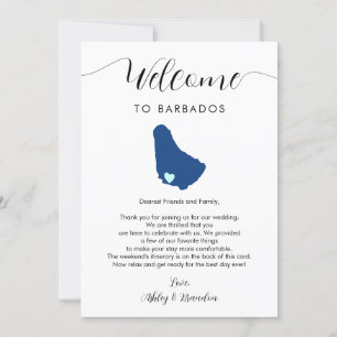 Barbados Map Wedding Welcome Letter Itinerary Card