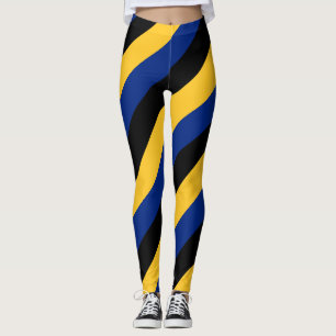 Barbados National Flag Colours Diagonal Striped Leggings
