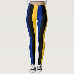 Barbados National Flag Colours Vertical Striped Leggings