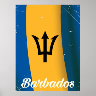 Barbados national flag vacation poster