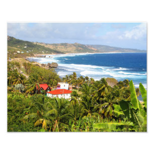 Barbados, ocean, beach, mountains, surf, tropical photo print